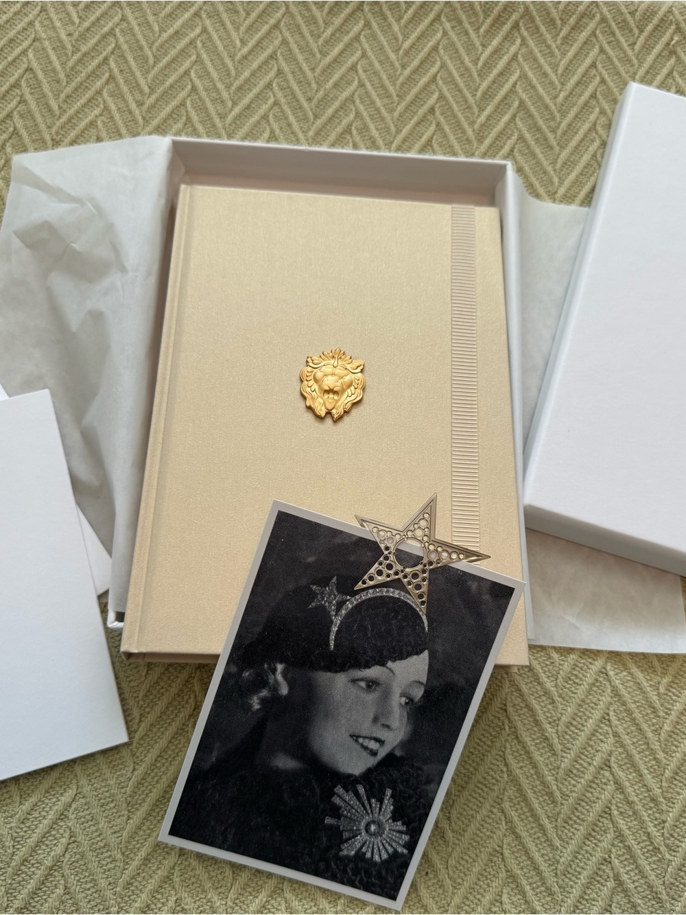 NEW Chanel journal book gift box & card envelope photograph star bookmark